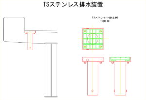 橋梁排水管の図面、排水桝の図面、CADイメージ図面です