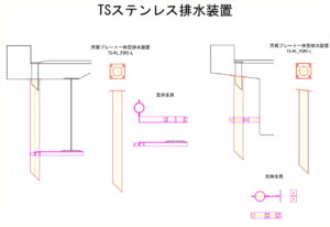 橋梁排水装置の図面、CADイメージ図面です