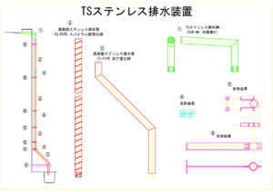 橋梁排水装置の図面、CADイメージ図面です