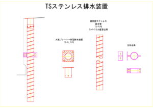 橋梁排水装置の図面、CADイメージ図面です