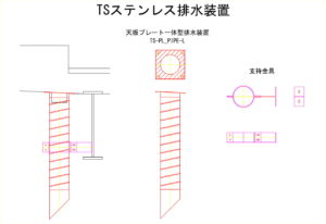 橋梁排水装置の図面、CADイメージ図面です