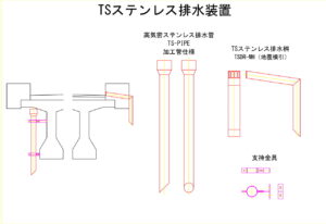 橋梁排水管の図面、排水桝の図面、CADイメージ図面です