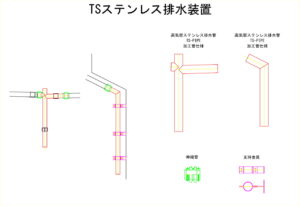 橋梁排水装置の図面、CADイメージ図面です