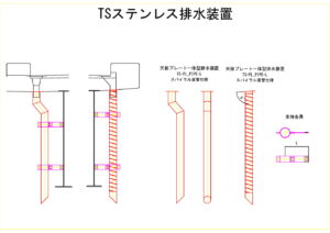 橋梁排水装置の図面、CADイメージ図面です