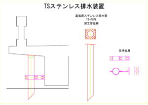 橋梁排水管の図面、排水桝の図面、CADイメージ図面です