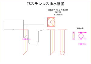 橋梁排水装置の図面、CADイメージ図面です