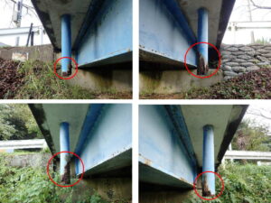 橋梁の既設排水装置の腐食の写真
