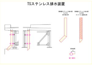 橋梁排水装置の図面、CADイメージ図面です