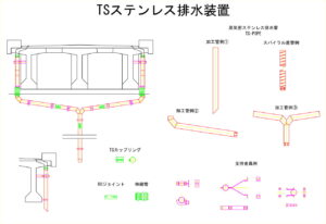 橋梁排水装置の図面、CADイメージ図面です
