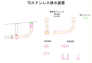 橋梁排水装置の図面、CADイメージ図面です
