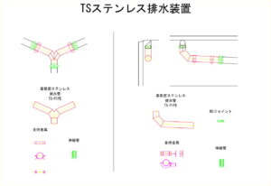 橋梁排水装置の図面、CADイメージ図面です