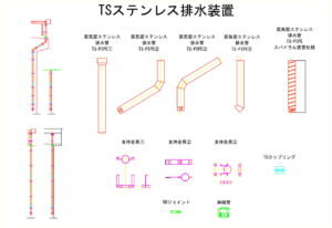 橋梁排水装置の図面、CADイメージ図面です