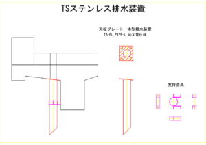 橋梁排水装置の図面、CADイメージ図面です