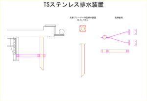 橋梁排水装置の図面、CADイメージ図面です