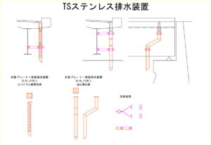 橋梁排水装置の図面、CADイメージ図面です