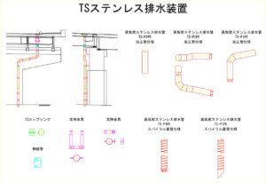 跨線橋の橋梁補修工事への排水管図面