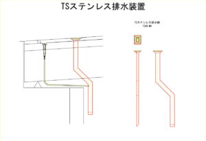 橋梁耐震工事における対策用のクランク有り間詰部排水の図面