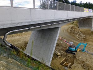 跨道橋へ橋梁用排水管を横引きで設置例